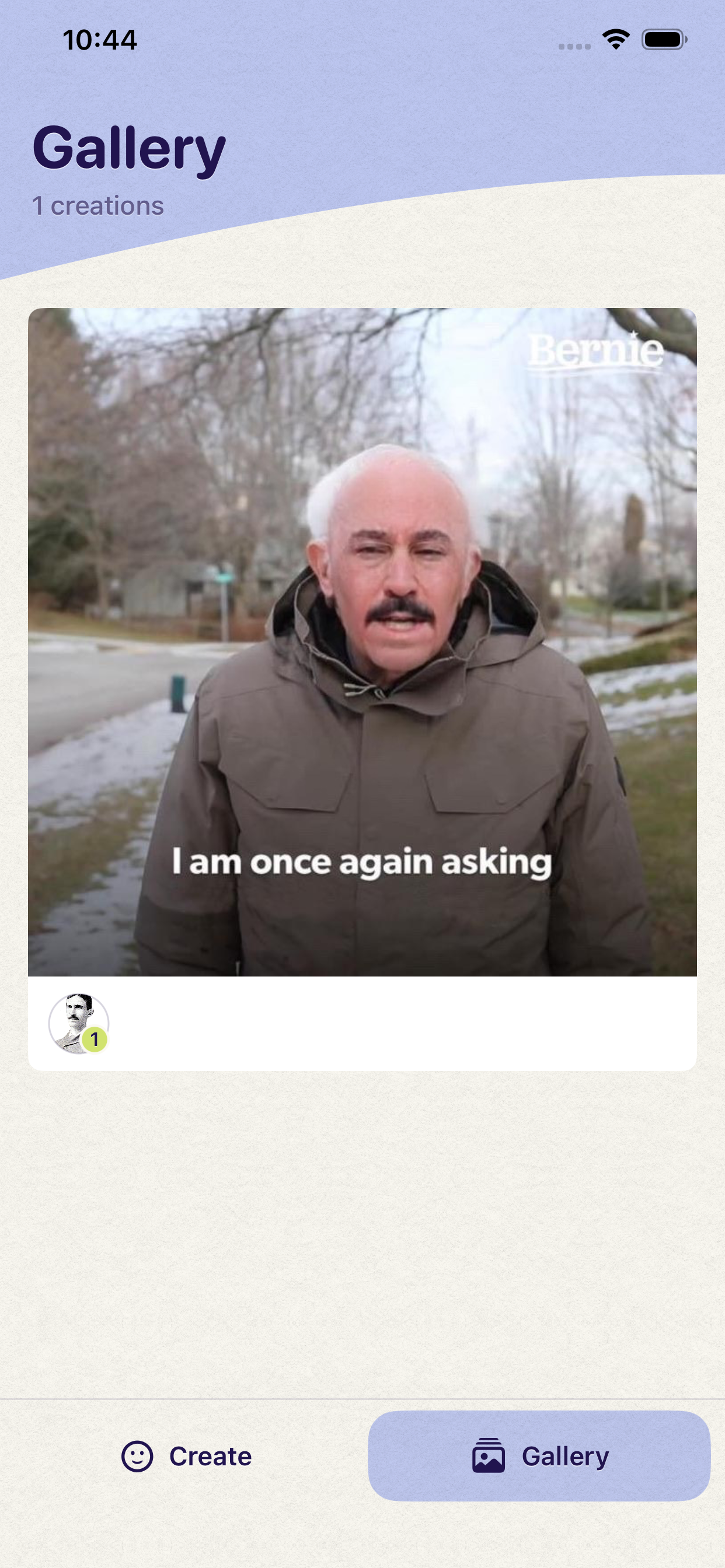A completed face-swapped meme in the Me in a Meme gallery